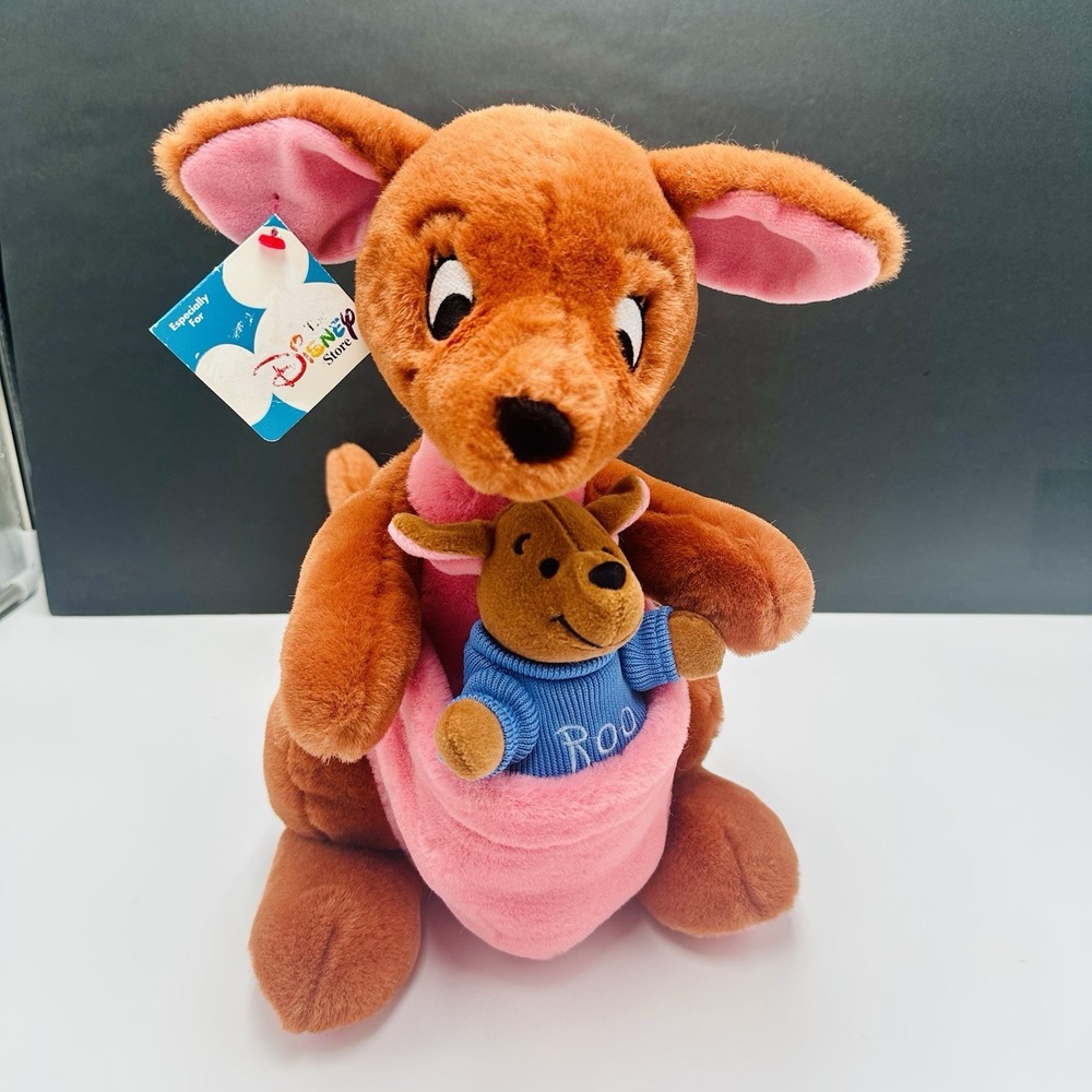 VTG Disney Store Winnie The Pooh Kanga and Roo Plush Stuffed Animal Pouch 12"